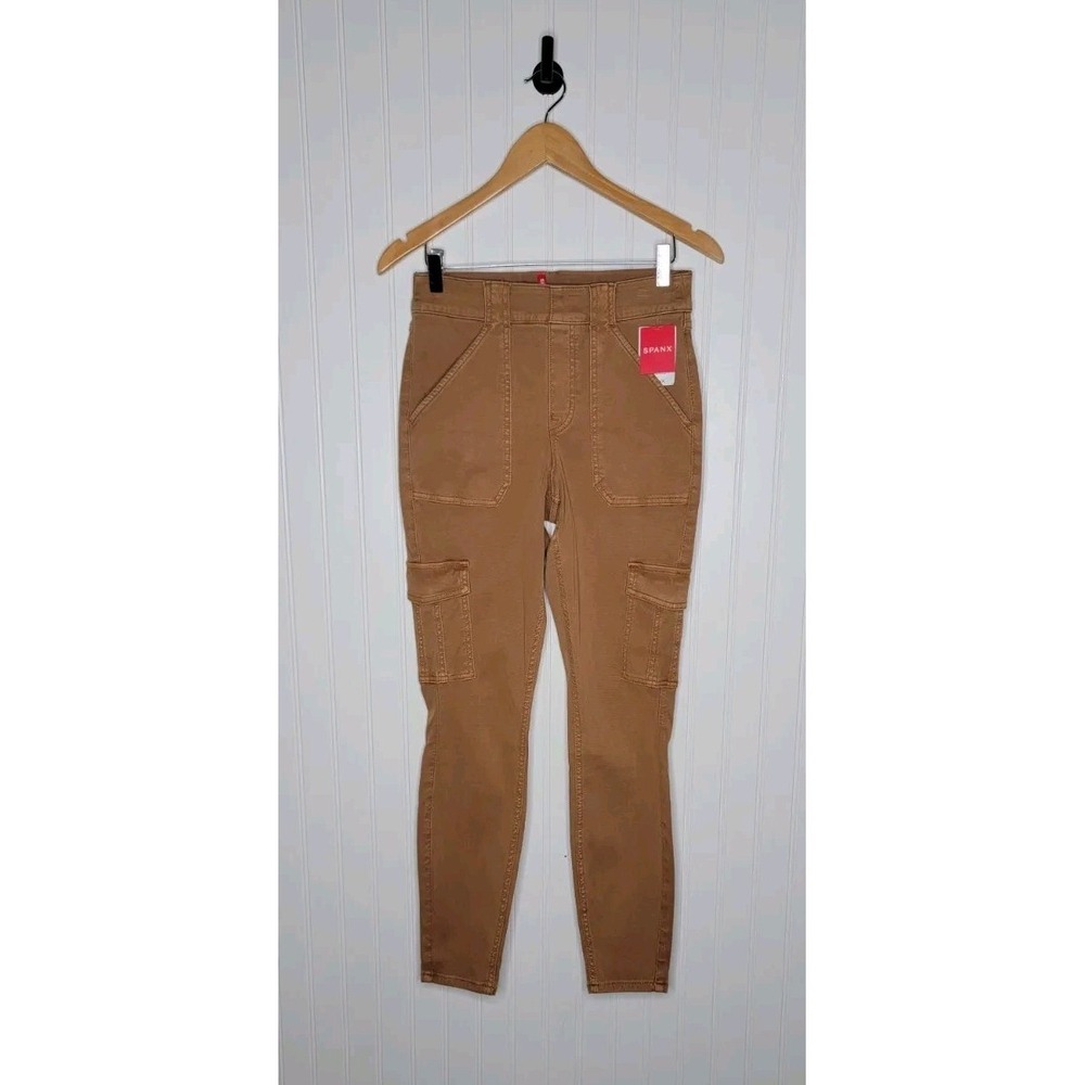 Spanx Stretch Twill Ankle Cargo Pants Women's Size Medium In Honey Glow